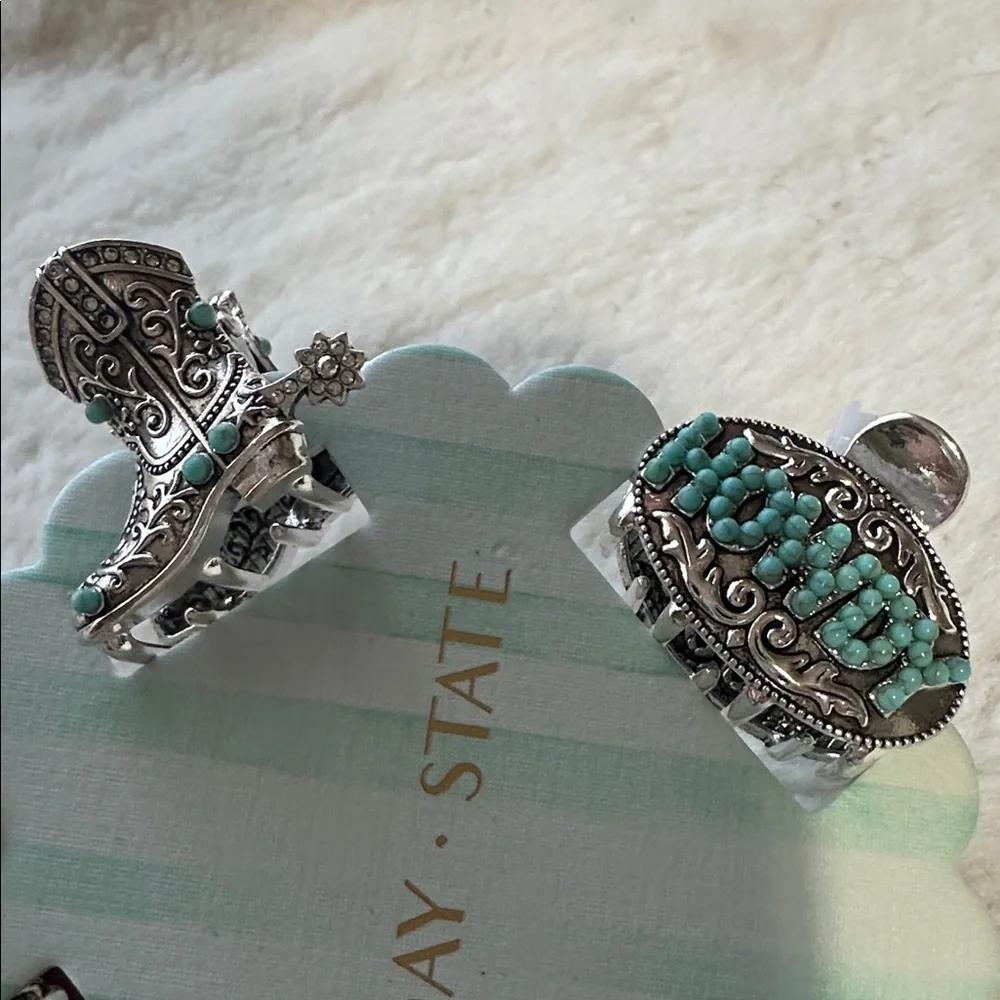Sunday state set of 4 mini cowboy western turquoise hair claw clips